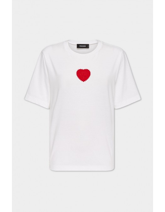 Tricou DSQUARED2, Red Heart, White - S75GD0448S24668100