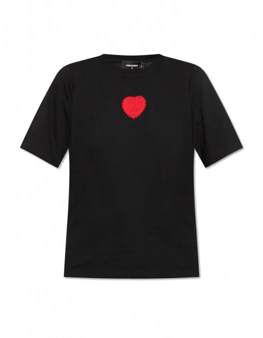 Tricou DSQUARED2, Red Heart, Black - S75GD0448S24668900 Tricou DSQUARED2, Red Heart, Black - S75GD0448S24668900