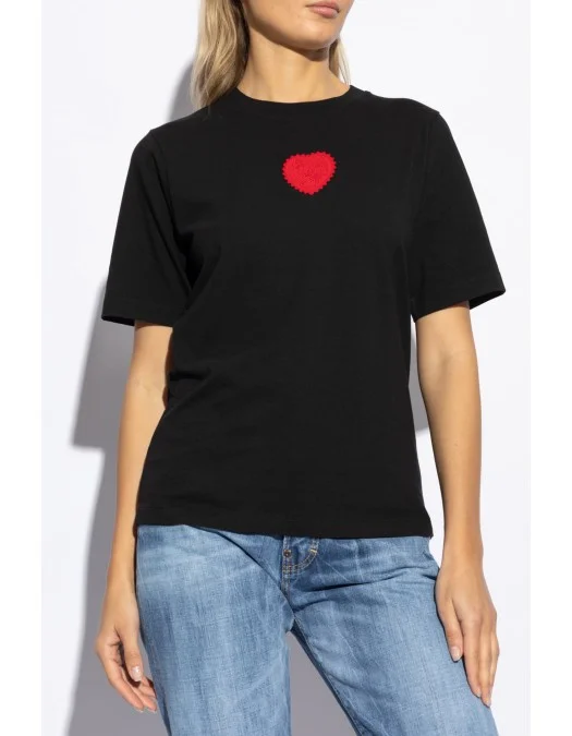 Tricou DSQUARED2, Red Heart, Black - S75GD0448S24668900 Tricou DSQUARED2, Red Heart, Black - S75GD0448S24668900