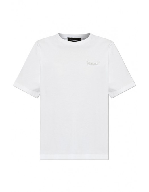 Tricou DSQUARED2, Logo Shimmering, White - S75GD0452D20020100