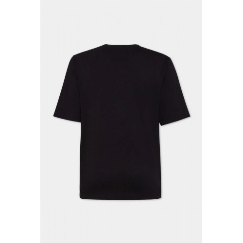 Tricou DSQUARED2, Easy Fit Crystal Logo, Black Tricou DSQUARED2, Easy Fit Crystal Logo, Black