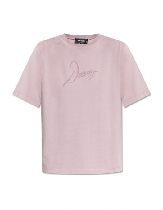 Tricou DSQUARED2, Logo Signature Print, Pink Beige - S75GD0453D20035224