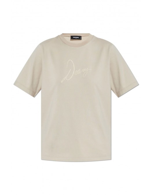 Tricou DSQUARED2, Logo Signature Print, Beige - S75GD0453D20035800W