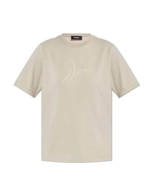 Tricou DSQUARED2, Logo Signature Print, Beige - S75GD0453D20035800W