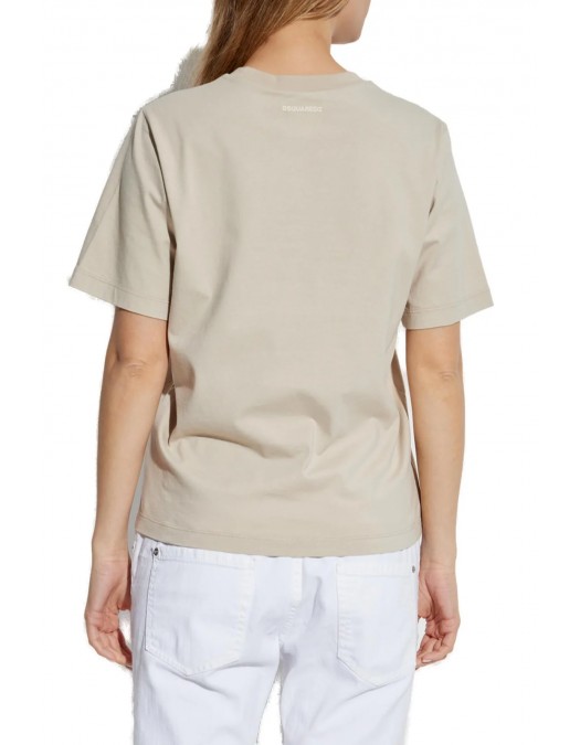 Tricou DSQUARED2, Logo Signature Print, Beige - S75GD0453D20035800W