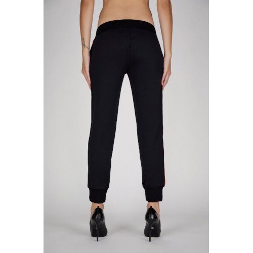 Pantaloni Dsquared2, Insertie rosie cu frunza, Negru