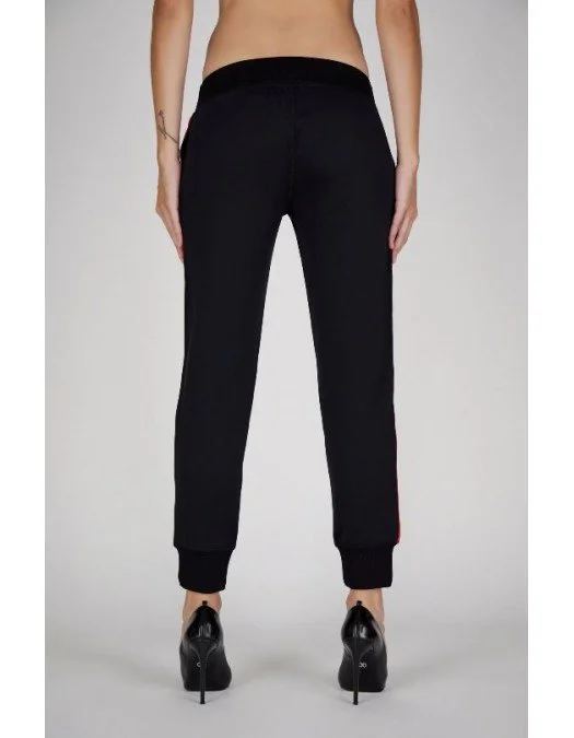 Pantaloni Dsquared2, Insertie rosie cu frunza, Negru - S75KB0198S25497900