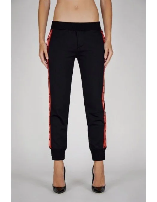 Pantaloni Dsquared2, Insertie rosie cu frunza, Negru - S75KB0198S25497900