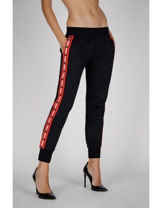 Pantaloni Dsquared2, Insertie rosie cu frunza, Negru - S75KB0198S25497900