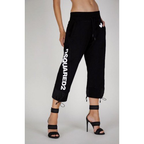 Pantaloni Dsquared2, Sireturi Negre, Logo Frunza