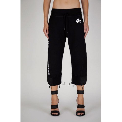 Pantaloni Dsquared2, Sireturi Negre, Logo Frunza