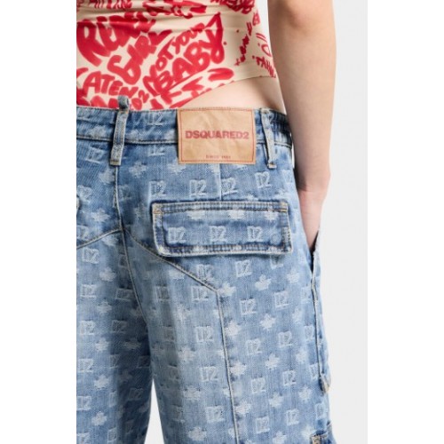 Jeans DSQUARED2, D2 Monogram Light Wash Cargo Jeans