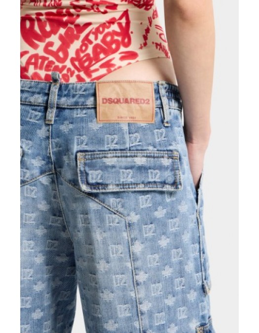 Jeans DSQUARED2, D2 Monogram Light Wash Cargo Jeans - S75KB0545D30023470