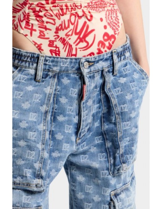 Jeans DSQUARED2, D2 Monogram Light Wash Cargo Jeans - S75KB0545D30023470