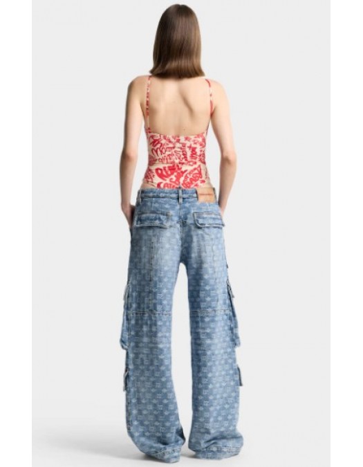 Jeans DSQUARED2, D2 Monogram Light Wash Cargo Jeans - S75KB0545D30023470