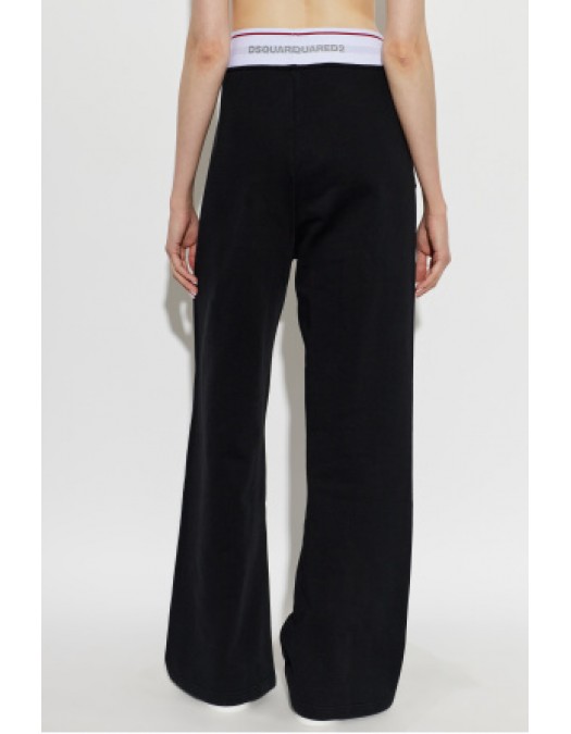 Pantaloni DSQUARED2, BLACK Wide-leg sweatpants - S75KB0565D25028900
