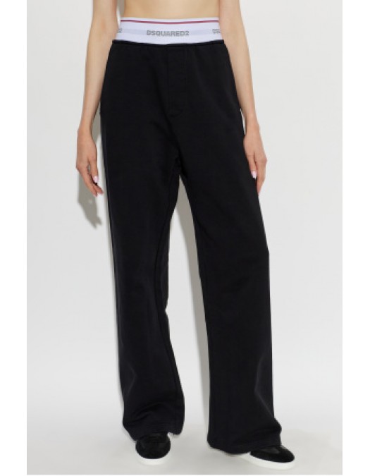 Pantaloni DSQUARED2, BLACK Wide-leg sweatpants - S75KB0565D25028900