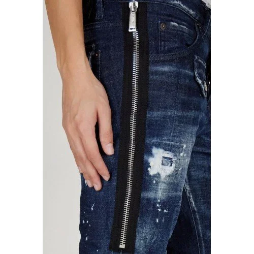 Jeans Dsquared2, Fermoar metalic inserat, Albastru