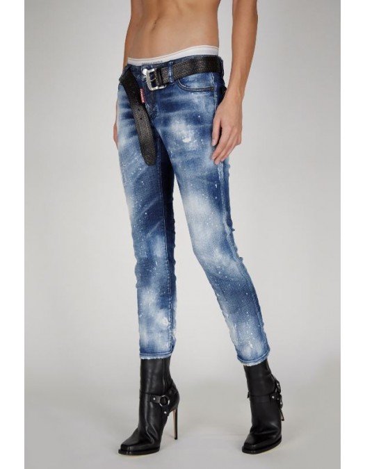 Jeans Dsquared2, Jennifer Cropped Fit, Bumbac, Blue - S75LB0462S30342470