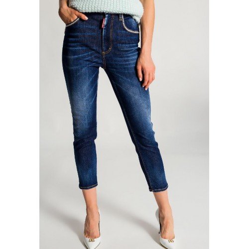 Jeans DSQUARED2, HIGH WAIST CROPPED TWIGGY, Insertie Margele