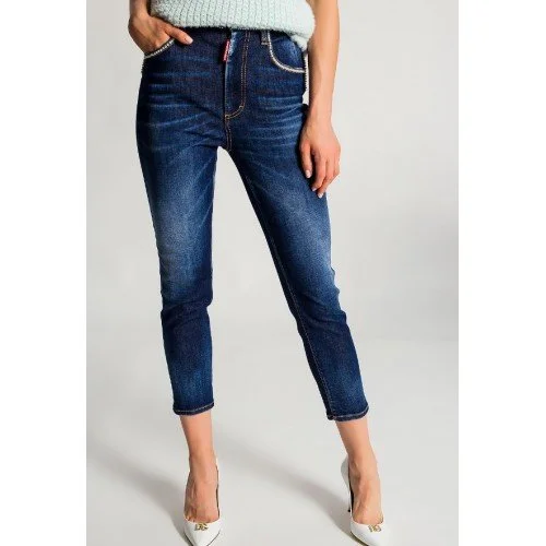 Jeans DSQUARED2, HIGH WAIST CROPPED TWIGGY, Insertie Margele