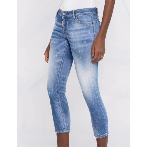 BLUGI  DSQUARED2, Stonewashed Crop-leg, Blue