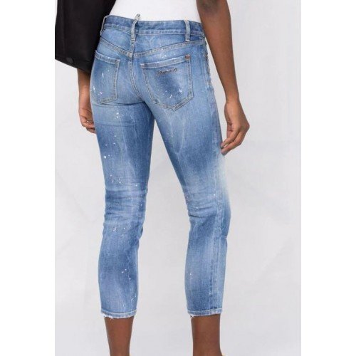 BLUGI  DSQUARED2, Stonewashed Crop-leg, Blue