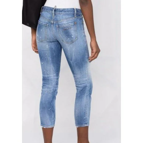 BLUGI  DSQUARED2, Stonewashed Crop-leg, Blue