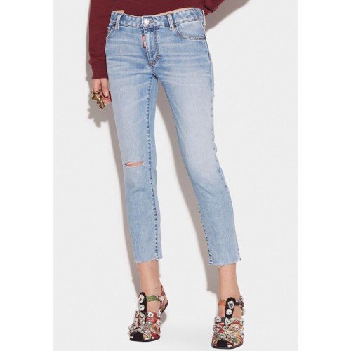Jeans DSQUARED2, Twiggy Light Wash Medium Waist Cropped, Bumbac