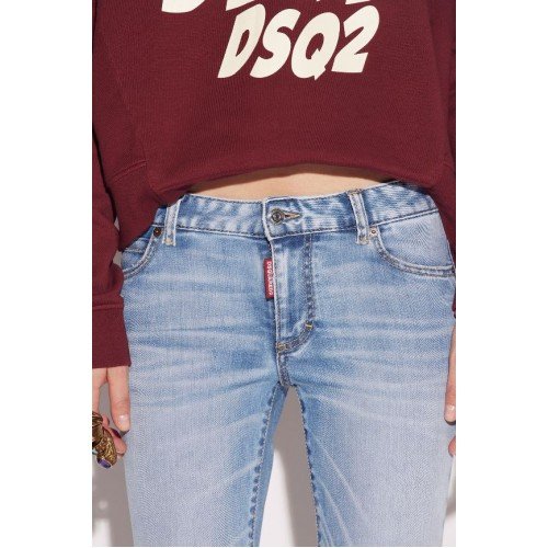 Jeans DSQUARED2, Twiggy Light Wash Medium Waist Cropped, Bumbac