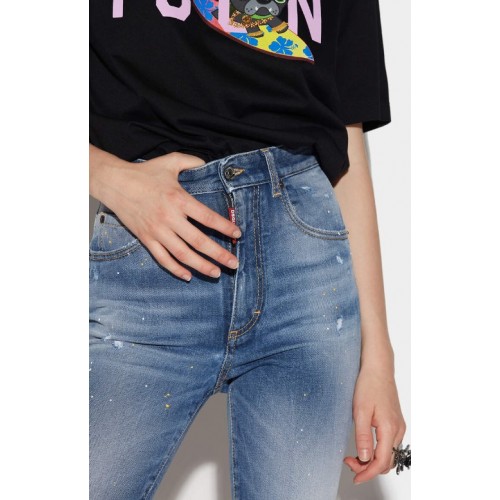 Jeans  DSQUARED2, High Waist Cropped Twiggy, Blue Jeans  DSQUARED2, High Waist Cropped Twiggy, Blue