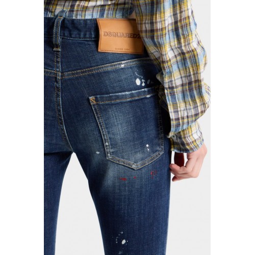 Jeans DSQUARED2, Medium Red Spots Wash Teddy Jeans