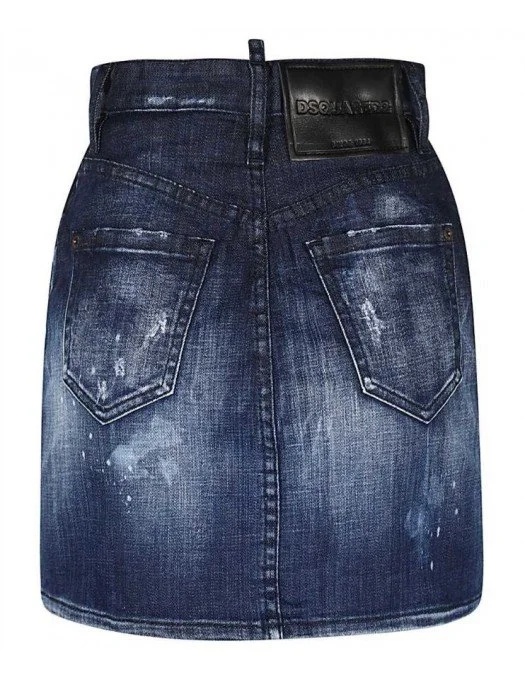 Fusta Dsquared, Cu fermoar atasat, Denim - S75MA0767S30342470 Fusta Dsquared, Cu fermoar atasat, Denim - S75MA0767S30342470