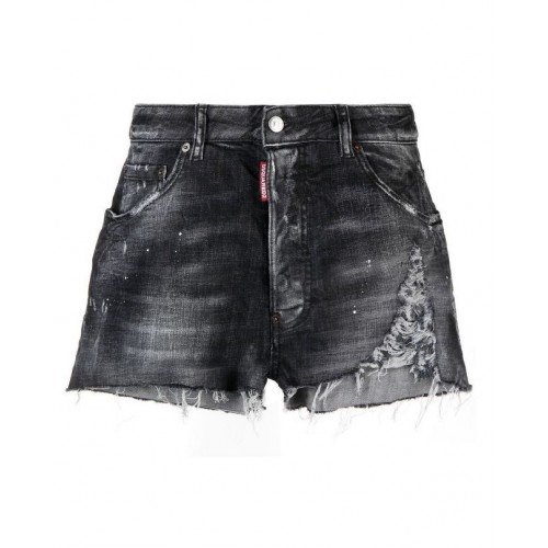 Pantaloni scurti DSQUARED2, Raw Cut Baggy Denim Shorts, Negru