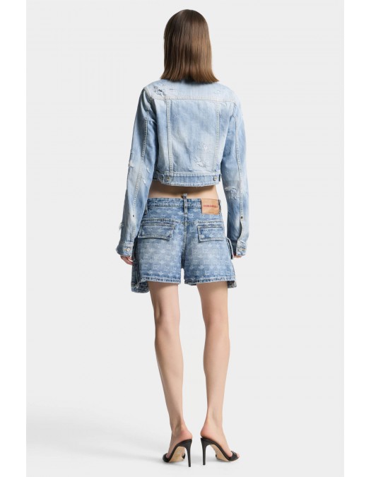 Pantaloni scurti DSQUARED2, Light Wash Cargo Shorts, Blue - S75MU0533D30023470