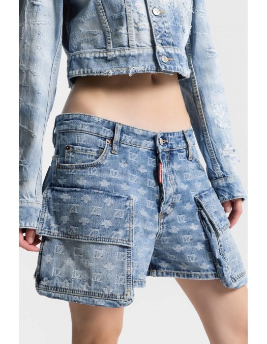 Pantaloni scurti DSQUARED2, Light Wash Cargo Shorts, Blue - S75MU0533D30023470