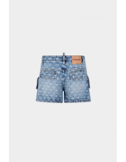 Pantaloni scurti DSQUARED2, Light Wash Cargo Shorts, Blue - S75MU0533D30023470