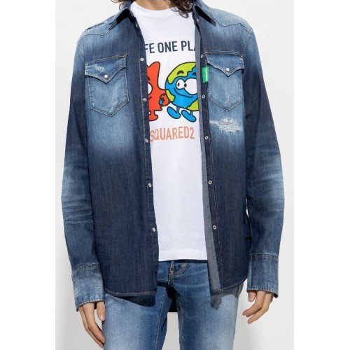 Camasa DSQUARED2, Denim Green Logo