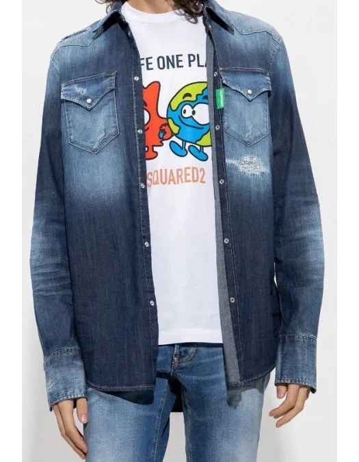 Camasa DSQUARED2, Denim Green Logo - S78DM0037S30341470 Camasa DSQUARED2, Denim Green Logo - S78DM0037S30341470