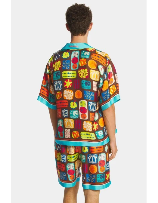 Camasa DSQUARED2, Summer Lovers, Drop Shoulder Printed Bowling, Multicolor - S78DM0042D35292001S Camasa DSQUARED2, Summer Lovers, Drop Shoulder Printed Bowling, Multicolor - S78DM0042D35292001S