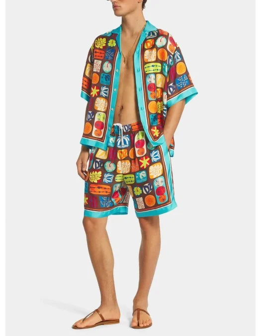 Camasa DSQUARED2, Summer Lovers, Drop Shoulder Printed Bowling, Multicolor - S78DM0042D35292001S Camasa DSQUARED2, Summer Lovers, Drop Shoulder Printed Bowling, Multicolor - S78DM0042D35292001S