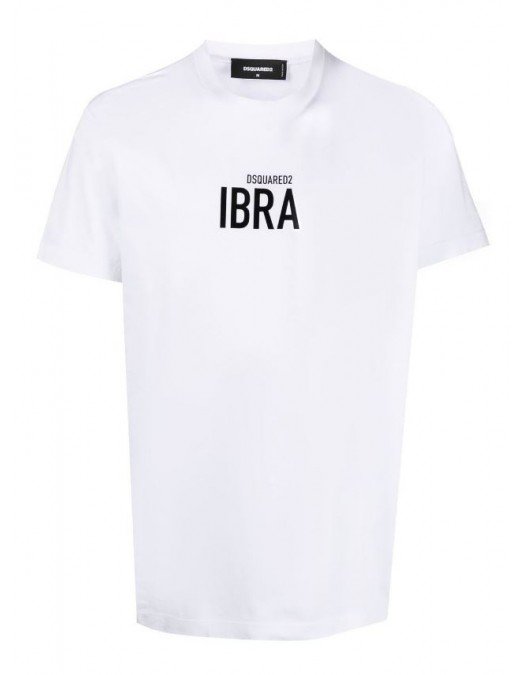 Tricou DSQUARED2, IBRA Logo Negru Print, Alb - S78GD0059S230091003