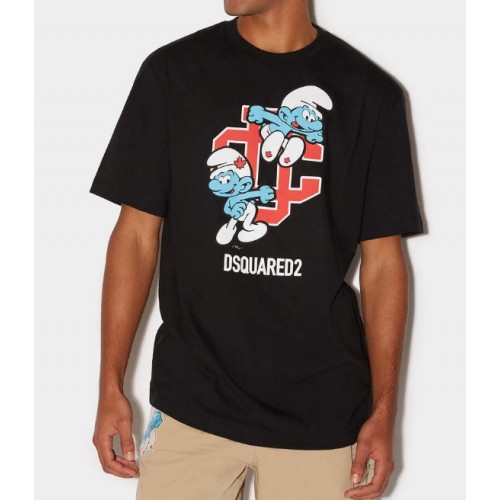 Tricou DSQUARED2 ,Smurfs Regular T-Shirt, Black Tricou DSQUARED2 ,Smurfs Regular T-Shirt, Black