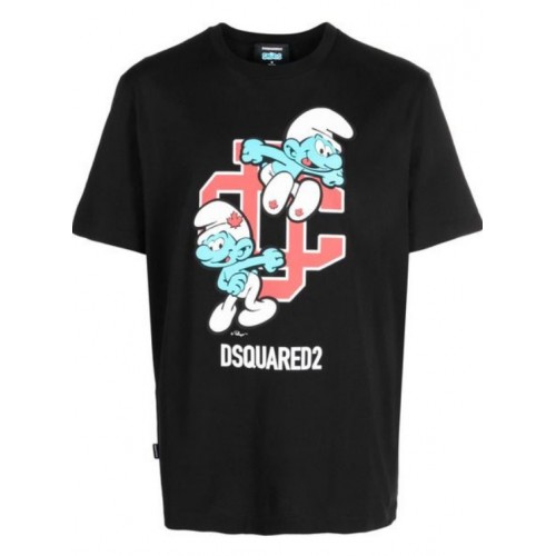 Tricou DSQUARED2 ,Smurfs Regular T-Shirt, Black Tricou DSQUARED2 ,Smurfs Regular T-Shirt, Black