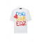Tricou DSQUARED2, Summer Lovers, Loose Fit Colourful Logo, White