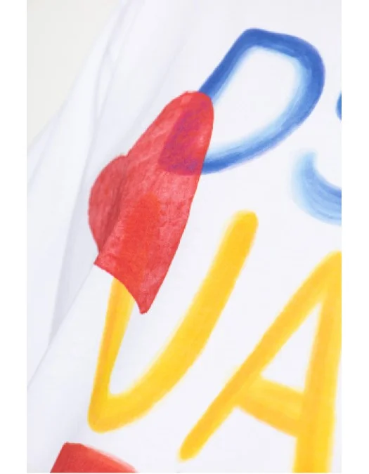 Tricou DSQUARED2, Summer Lovers, Loose Fit Colourful Logo, White - S78GD0098D20020100 Tricou DSQUARED2, Summer Lovers, Loose Fit Colourful Logo, White - S78GD0098D20020100