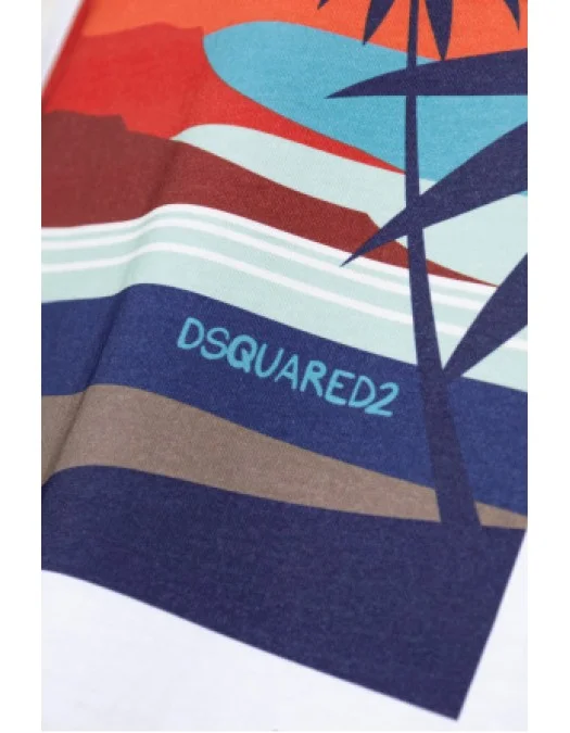 Tricou DSQUARED2, Summer Lovers, Loose Fit Sunset, White - S78GD0099D20020100 Tricou DSQUARED2, Summer Lovers, Loose Fit Sunset, White - S78GD0099D20020100