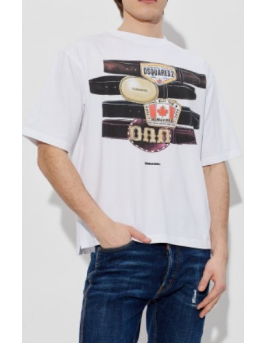 Tricou DSQUARED2, Dsquared2 WHITE T-shirt with logo - S78GD0113D20033100