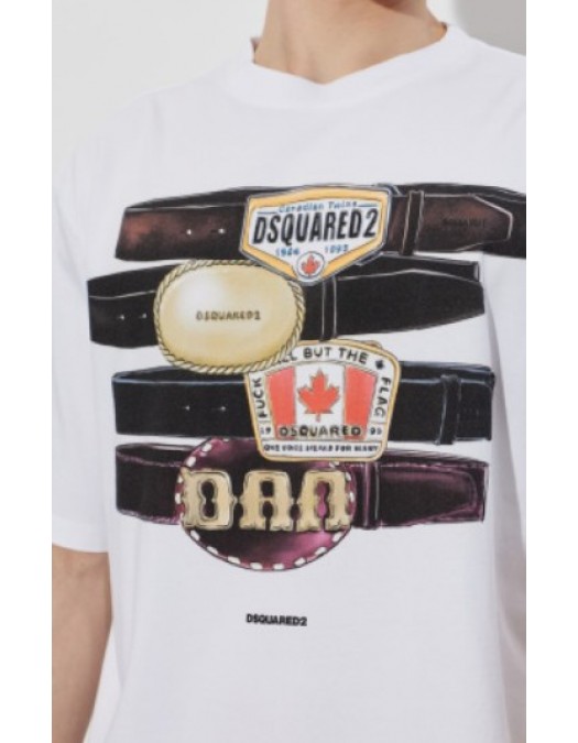Tricou DSQUARED2, Dsquared2 WHITE T-shirt with logo - S78GD0113D20033100