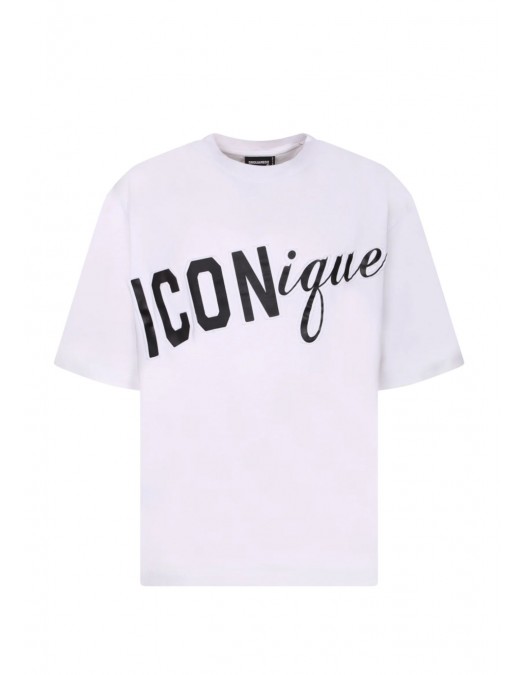 Tricou DSQUARED2, ICONique Loose Fit T-Shirt, Dirty Alb - S78GD0118D20033962